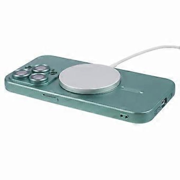 För iPhone 15 Pro TPU Skal Kompatibelt med MagSafe Gummibelagt Mobilskal med Linsskydd Style B