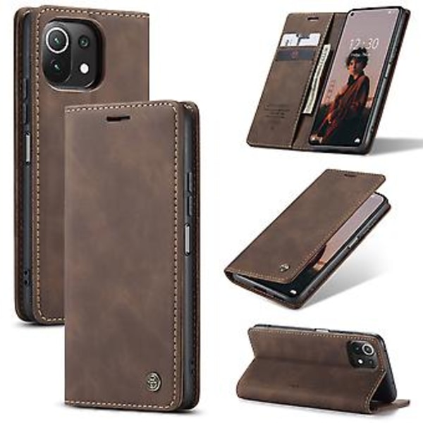För Xiaomi Mi 11 Lite Litchi Textur PU Fodral För Xiaomi Mi 11 Lite Red
