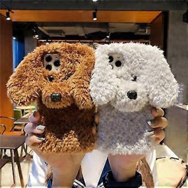 Kompatibel med iPhone 13 Pro Pälsfodral Sött Faux Päls Plysch Fluffigt Telefonfodral för Flickor Kvinnor Silikon Stötsäkert Stötfångare Mjukt Baksidesfodral för iPh