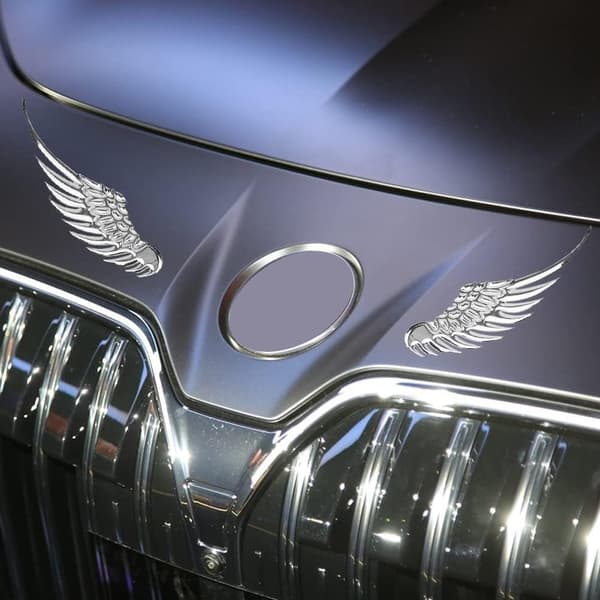 3D-dekaler (1 par) (Silver) Metalliska vingar Auto Metal Sticker C