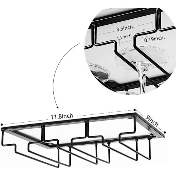 2-pack svart vinglasställ - Under skåp vinglas