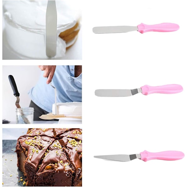 Spackelsats i rostfritt stål och plast för tårtor