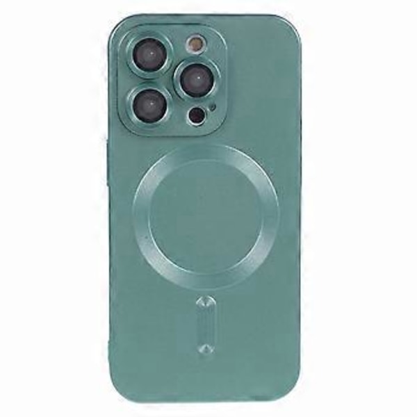 För iPhone 15 Pro TPU Skal Kompatibelt med MagSafe Gummibelagt Mobilskal med Linsskydd Style B