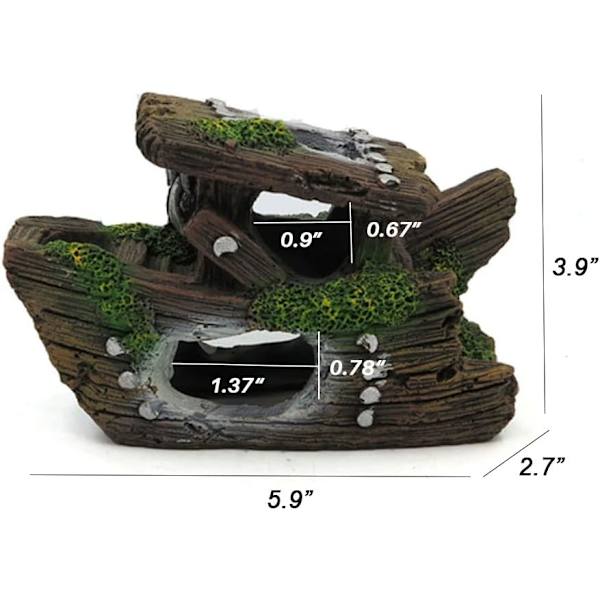 5-10 Gallon Resin Skibsvrag Dekoration Akvarium Fisk Tank Dekoration Skjult Fisk Tank