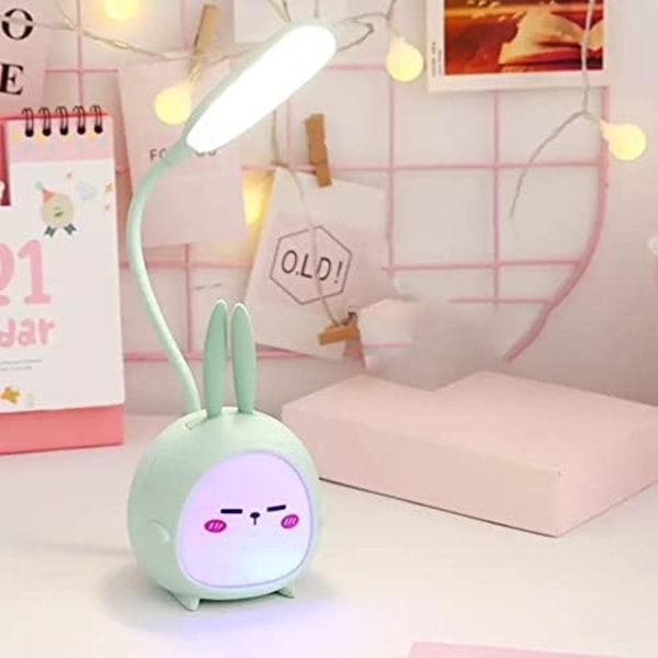 Bærbar LED-skrivebordslampe (grøn kanin), sød kanin foldbar USB