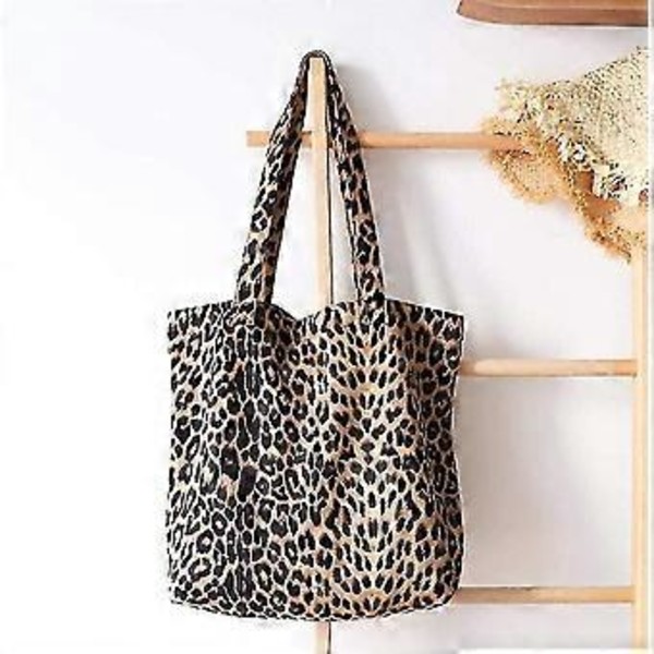 Verktygsväska Mjuk Leopard Axelväska Stor Tote Handväska Plånbok Rese Dam Satchel