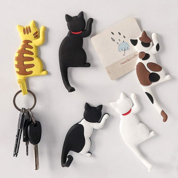 Fridge Stickers, PVC Magnet, Cat Key Magnetic Hooks, Toy Kitchen