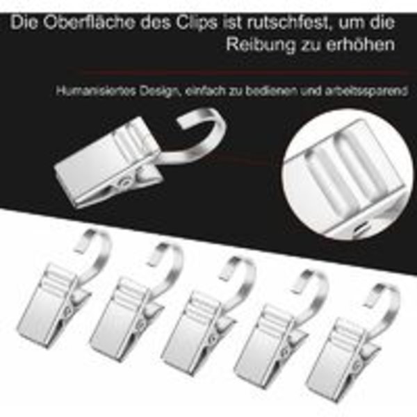 25-pack Gardinklämmor Metall Draperiklämmor med Duschdraperikrok