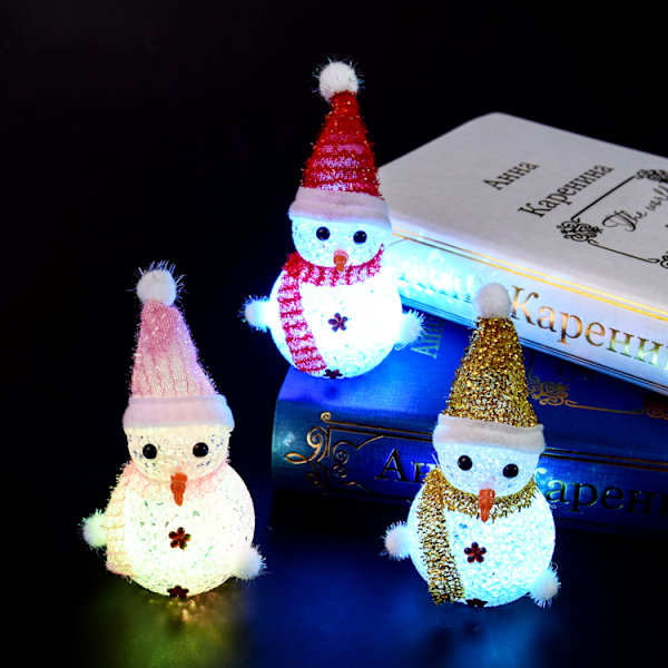 Set med 3 snögubbefigurer LED nattljus juldekoration Chr
