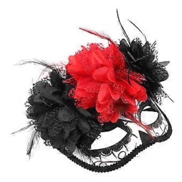 Day of the Dead Blomsterskalle Mask Dekorativ Day of the Dead Mask för Cosplay Black 24X13cm