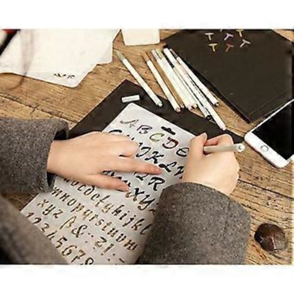 Set med 8 Schabloner Siffror och Bokstäver Alfabet Schablon Återanvändbar Flexibel Versal Gemener Tecken 1–3 cm för Scrapbooking Födelsedagskort