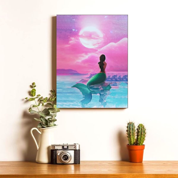 5D Diamantmålning Fisk (30x40cm) av rosa hav, DIY Diamantmålning