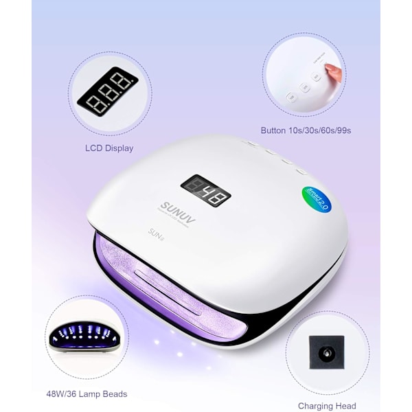 48W LED Nagel Lampa SUN4 UV Nagel Tork för Shellac Manikyr Gel wi