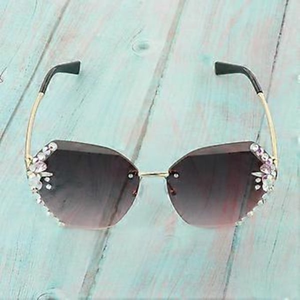 Dame Solbriller Skåret Linse Rhinestone Solbriller Mode Briller Lilla