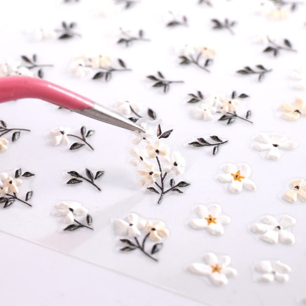 3-pack 5D Daisy Nail Stickers Präglade Summer Flower Nail Art Sti