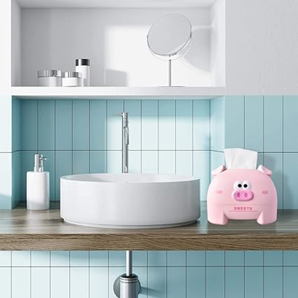 Gris sparbössa för pappersservetter (rosa), förvaringslåda för pappersservetter, låda för pappersservetter,