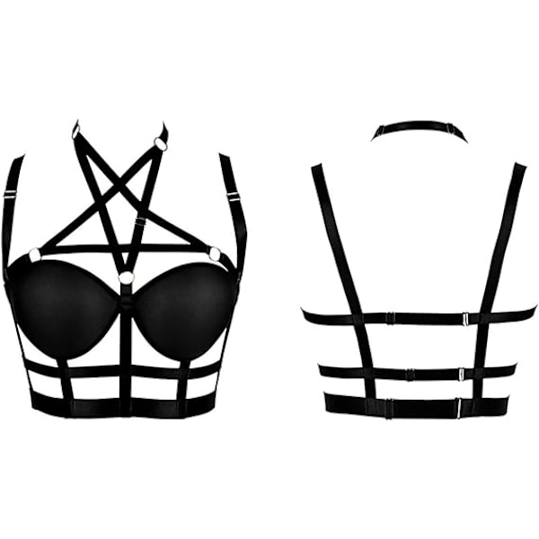 Kvinnors kroppsharnesk bh elastisk justerbar bh punk gotisk karneval