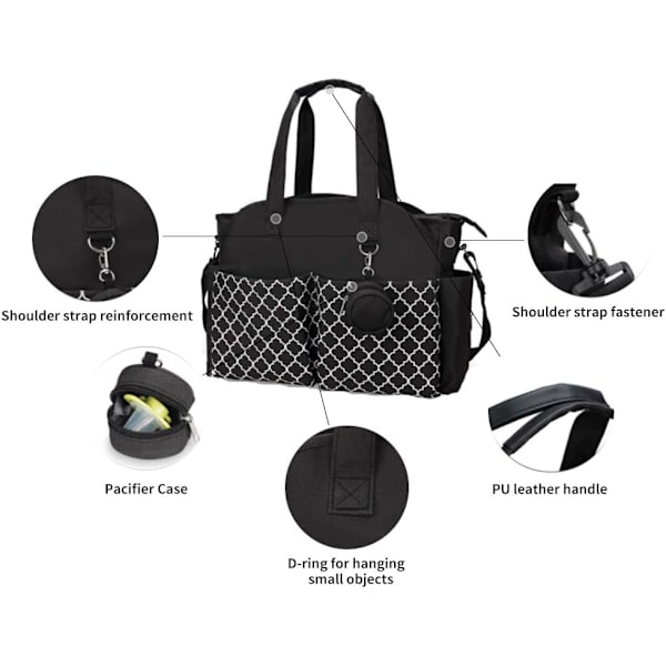 (Grå) Baby Nappy Changing Bag Tote Bleiepose Ryggsekk med Skulder