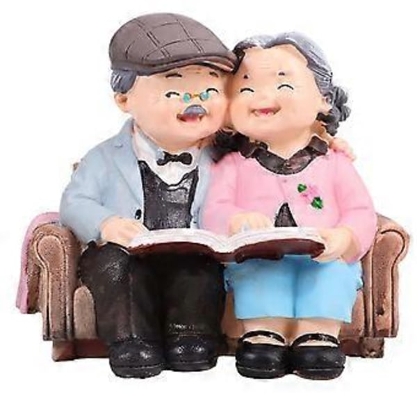 Kreative Bedsteforældre Elsker Figurer Par Miniature Ornamenter Resin Håndværk