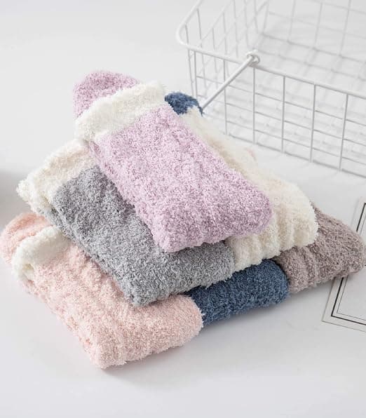 5 Par Strømper til Kvinder, Varme Bløde Fluffy Strømper Tykke Hyggelige Plys
