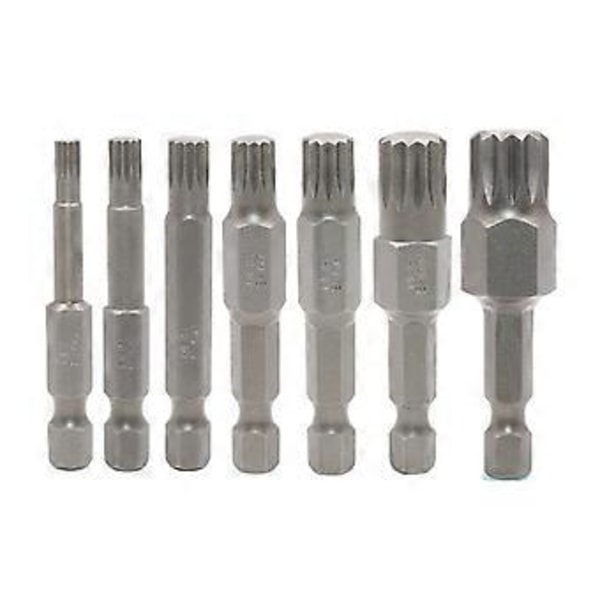 Sæt med 7 Industrielle Magnetiske Torx Skruetrækkerbits Kvalitetsstål Manipulationssikre Stjernebits M 4-12 Størrelsesområder