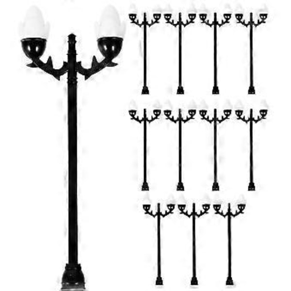 12 stk. Miniatyr Gatelampe Modell DIY Mikrolandskap Veilampe Modell Sandbordlampe Modell 0.9X2.9X7.4CM