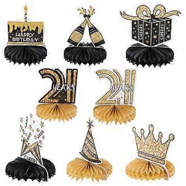8 stk. Happy Birthday Honeycomb Dekoration Fødselsdagsdekoration Honeycomb Bordpynt