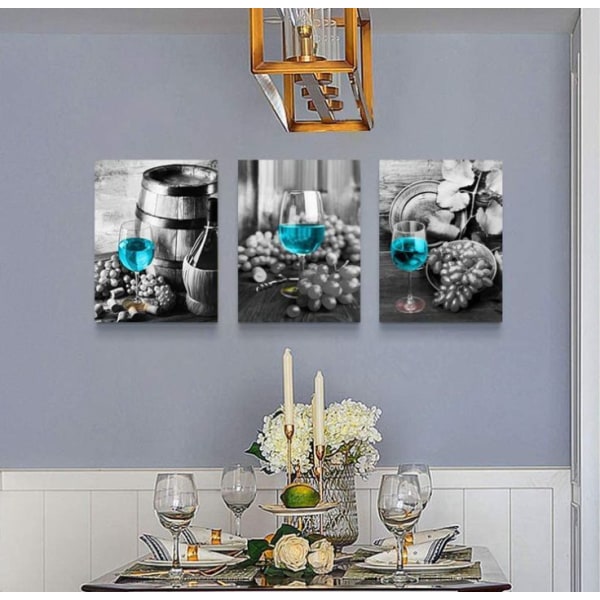 3 Piece Set, Wine Glasses Elegant Bedroom Set Hanging Painting Ki