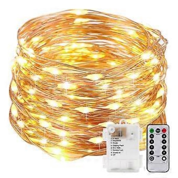 [220 LED] Ljusslinga, 25M 8 Lägen ljusslinga utomhus ström ljusslingor vattentät utomhus/inomhus Koppar Ljusslingor med Fjärrkontroll-Timer för Sovrum