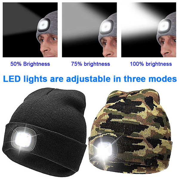 LED Hue med Lys - Army Grøn, USB Genopladelig Håndfri 4 L
