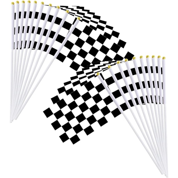 50 stk 8,2\"x5,5\" svart-hvitt rutete racing flagg, R