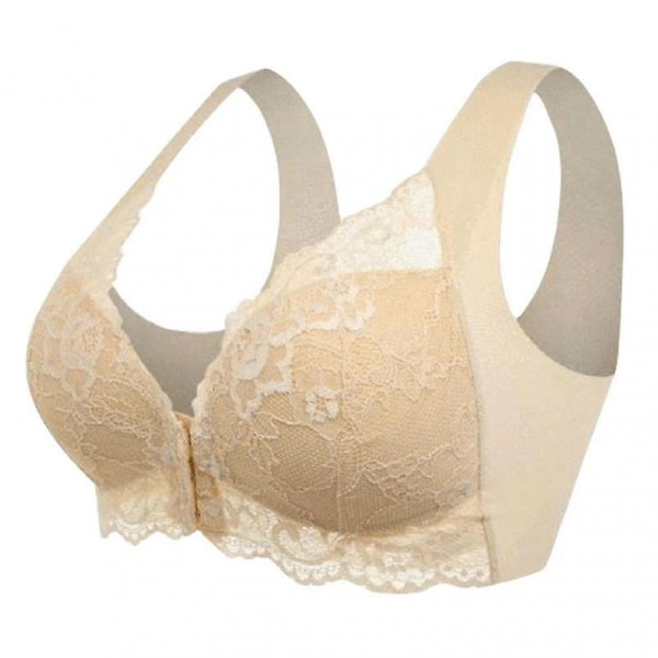 Front Closure Bra Med Floral Lace Lift Stretch 5d Shaping Seamless Bra Push Up Full Coverage Undertøy For Stor Cup.M.Nude