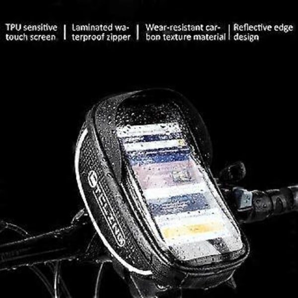 Cykelstyre Väska Telefonhållare Pekskärm Topprörsväska med Solskydd för Smartphones upp till 6,5 tum