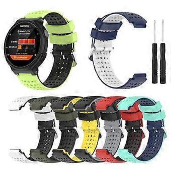 Silikonerem til Garmin Forerunner 220 230 235 620 630 735XT Udskiftning af armbånd black and army green