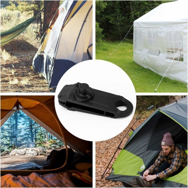 12 stk. sett med låseklips multifunksjonelle sikre presenningklips for camping baldakinaktiviteter (svart)