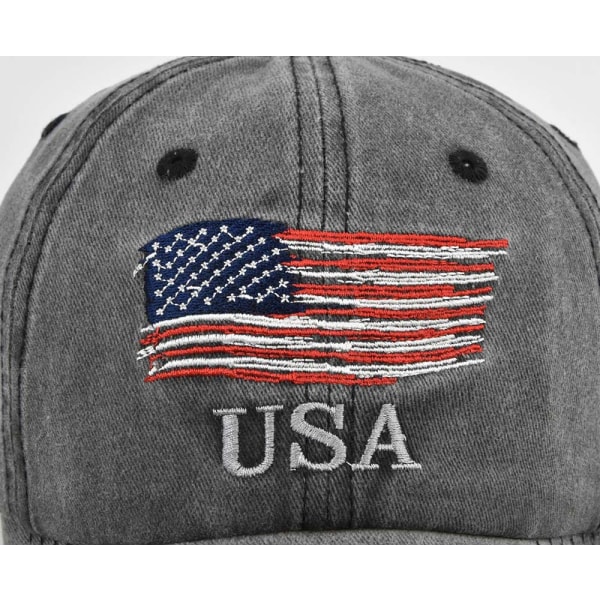 Amerikansk flagg lue vintage vasket slitt bomull pappa lue base