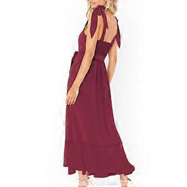 Naisten hihaton mekko, nauhalliset olkaimet, röyhelöhelma, korkea vyötärö, vyöllinen, sivuhalkiot, kesämekko