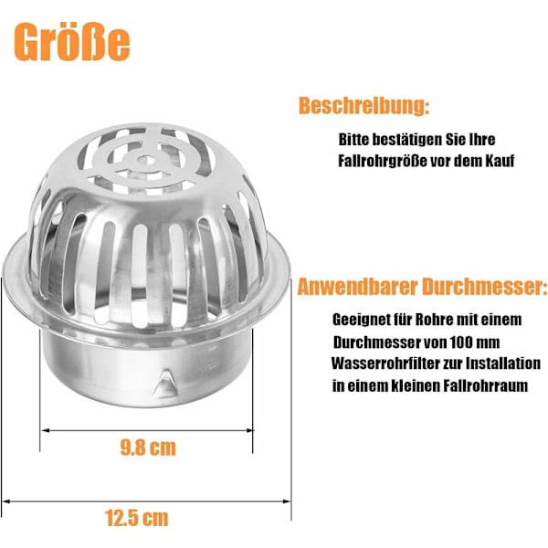 Løvbeskyttelse for takrenner - Rustfritt stål Løvbeskyttelse for takrenner - 100 mm - Løvbeskyttelse - for å forhindre tilstopping