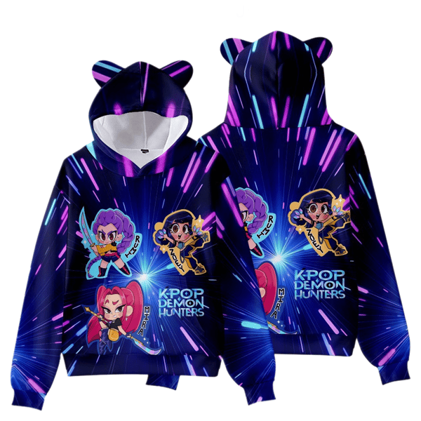 KPop Dæmonjagt Pige Gruppe Katteøre Hættetrøje til Voksne, Casual Pullover - Style E - M Style E M