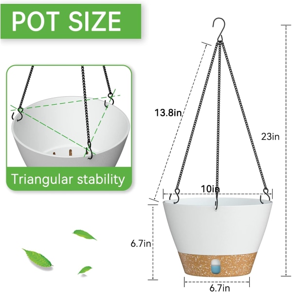2 kpl 10 tuuman itsekasteltava riippuva ruukku 25 cm puutarhakoriste