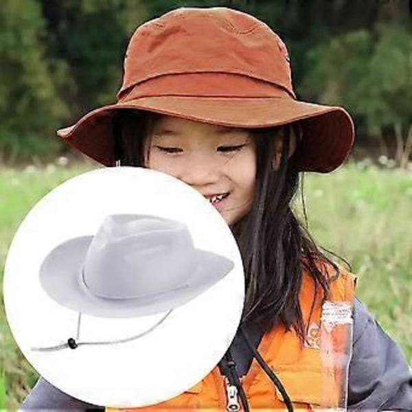 Cowboyhatt för barn, solskyddshatt för fiske, scenframträdanden, camping (Vit) White
