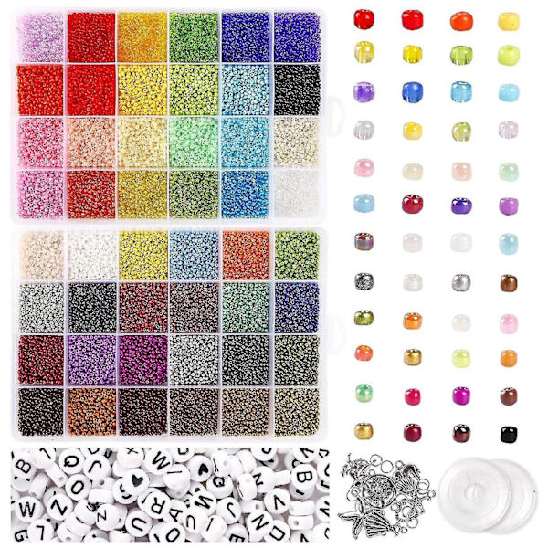 35000st Perles de graines de verre et 250st Alphabet Letter Per