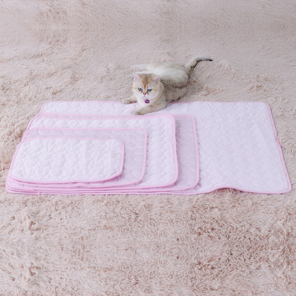 1 stk. (pink) 62*50cm kølemåtte til katte og hunde, kølemåtte sølv is