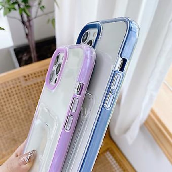 PC+TPU Korttipaikkakotelo iPhone 12 / 12 Pro -puhelimelle Pink