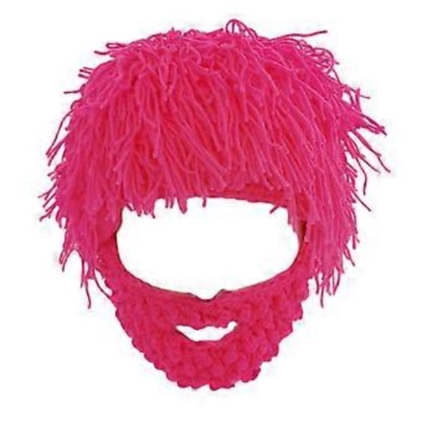 Neulottu pipo rentoon pukeutumiseen, rekvisiitta miehille ja naisille, lämmin talvipipo, pörröinen talvihattu lomahiihtoon (Ruusunpunainen L)