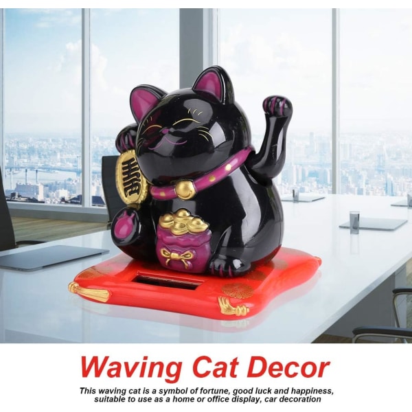 Lucky Cat Lycka till statyett med rörlig arm soldriven dekor