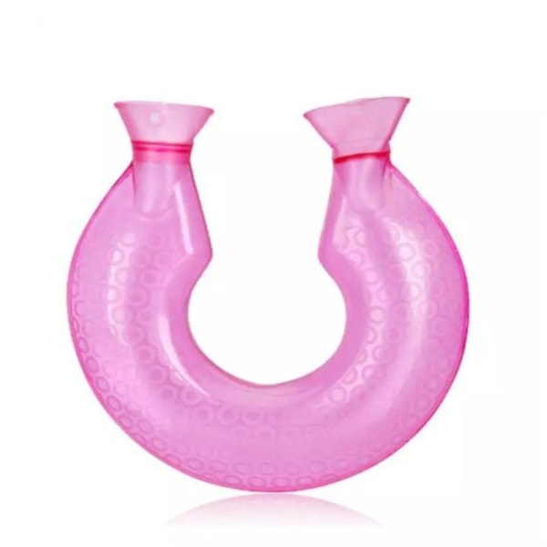 Medicinsk U-formad nackvärmare varmvattenflaska väska PVC transparent varm lugnande värkande värme varmvattenflaska varmvattenflaska（Rosa）