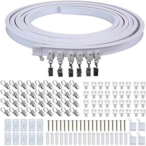 Gardinskinne inkludert tilbehør, 5 m u-formet skinne i stål