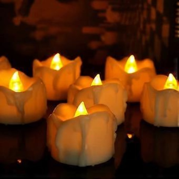 innislink LED-ljus, LED-flamlösa ljus med timerfunktion 12 st värmeljus flimrande elektriska ljus batteridriven dekoration för julgran