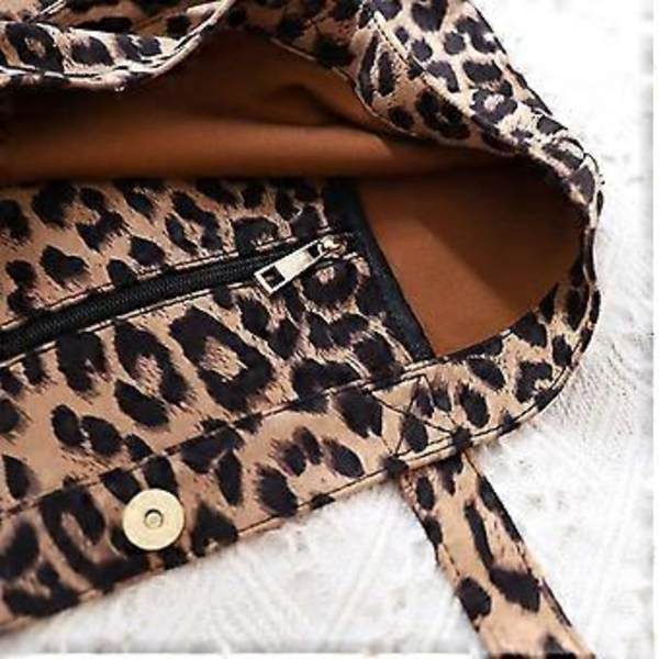 Verktygsväska Mjuk Leopard Axelväska Stor Tote Handväska Plånbok Rese Dam Satchel